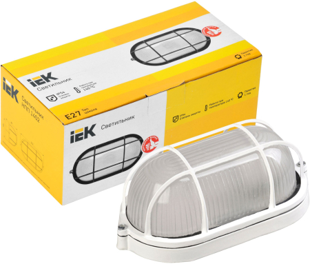 Светильник НПП1402 белый/овал с реш.60Вт IP54 IEK