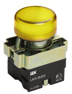 Индикатор LAY5-BU65 желтого цвета d22мм IEK