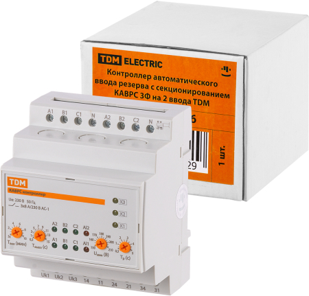 Контроллер автоматического ввода резерва с секционированием КАВРС 3Ф 230В АС на 2 ввода TDM