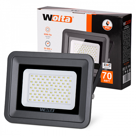 Светодиодный прожектор WFL-70W/06, 5500K, 70W SMD, IP 65, цвет серый, слим