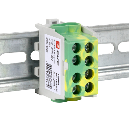 Клемма распределительная КСР с двойным винтом 2x35/2x25 желто-зеленая EKF PROxima