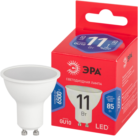LED MR16-11W-865-GU10 R ЭРА (диод, софит, 11Вт, хол, GU10) (10/100/4800)