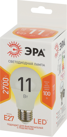 Лампы СВЕТОДИОДНЫЕ СТАНДАРТ LED A60-11W-827-E27  ЭРА (диод, груша, 11Вт, тепл, E27)
