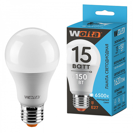 Лампа LED WOLTA A60 15Вт 1620лм Е27 6500К    1/50