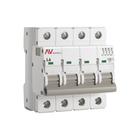 Выключатель автоматический AV-6 4P 6A (L) 6kA EKF AVERES