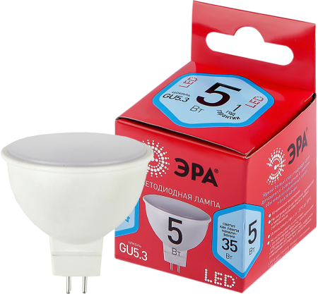 LED MR16-5W-840-GU5.3 R  Лампочка светодиодная ЭРА RED LINE LED MR16-5W-840-GU5.3 R GU5.3 5 Вт софит нейтральный белый свет