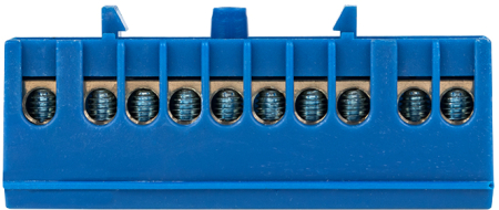 Шина "0" N (6х9мм) 10 отверстий латунь синий изолированный корпус на DIN-рейку EKF PROxima