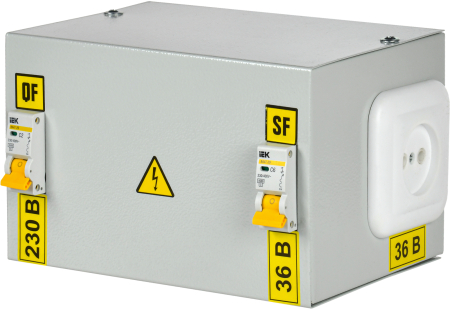 Ящик с понижающим трансформатором ЯТП-0,25 220/36В, 150х230х155