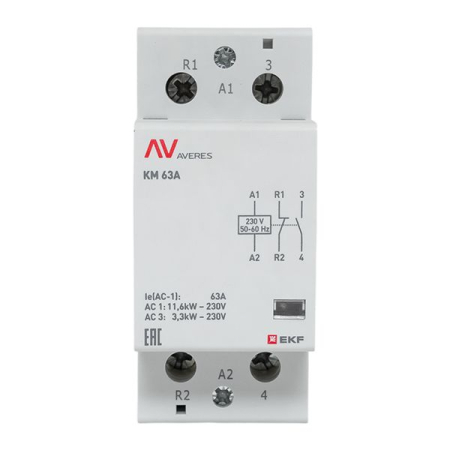 Контактор модульный КМ 63А 1NC+1NO 230VAC (2 мод.) AVERES EKF
