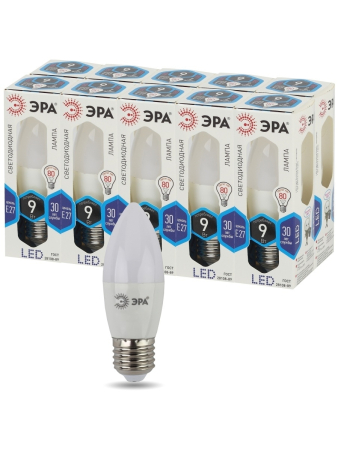 Лампа светодиодная Эра LED B35-9W-840-E27 (диод, свеча, 9Вт, нейтр, E27)