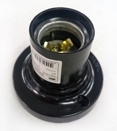 Пкб27-04-К21 Патрон потолочный карболитовый, Е27, черный (50 шт), стикер на изделии, IEK