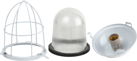 НСП 02-100-003  Светильник ЭРА  НСП 02-100-003 с решеткой Желудь сталь стекло IP54 E27 max 100Вт 170х300 белый