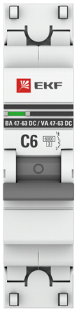 Автоматический выключатель 1P 6А (C) 6кА ВА 47-63 DC EKF PROxima