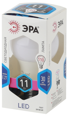 Лампы СВЕТОДИОДНЫЕ СТАНДАРТ LED A60-11W-840-E27  ЭРА (диод, груша, 11Вт, нейтр, E27)