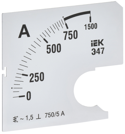 Шкала смен. для амперметра Э47 750/5А-1,5 72х72мм IEK