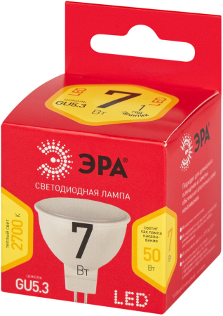 Лампочка светодиодная ЭРА RED LINE LED MR16-7W-827-GU5.3 R GU5.3 7 Вт софит теплый белый свет