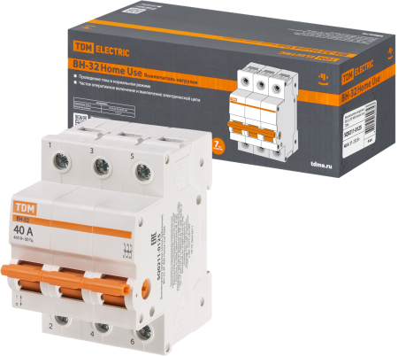 Выключатель нагрузки (мини-рубильник) ВН-32 3P 40A Home Use TDM