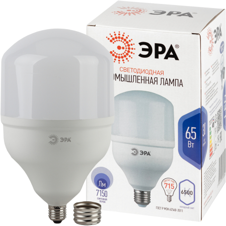 Лампы СВЕТОДИОДНЫЕ POWER LED POWER T160-65W-6500-E27/E40  ЭРА (диод, колокол, 65Вт, хол, E27/E40)