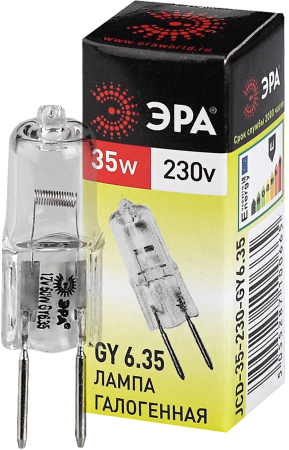Лампа галогенная GY6.35-JCD-35W-230V  ЭРА (галоген, капсула, 35Вт, нейтр, GY6.35)