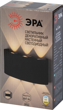 Светильник WL12 BK  ЭРА Декоративная подсветка светодиодная ЭРА 6*1Вт IP 54 черный