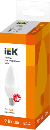 Лампа светодиодная ECO C35 свеча 9Вт 230В 3000К E14 IEK