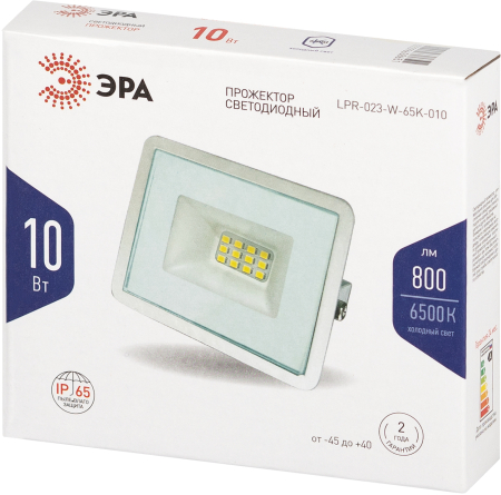 LPR-023-W-65K-010  Прожектор светодиодный уличный ЭРА LPR-023-W-65K-010 10Вт 6500K 800Лм IP65 белый