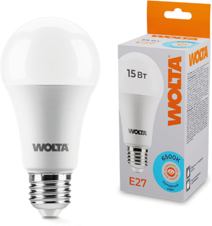 Лампа LED WOLTA A60 15Вт 1450лм Е27 6500К   1/50
