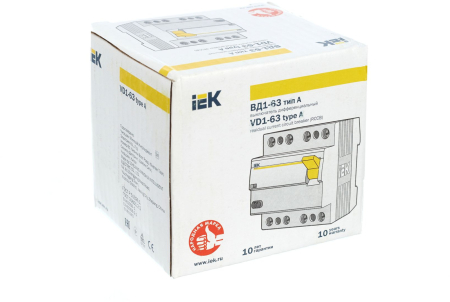 УЗО ВД1-63 4Р 63А 100мА тип А IEK