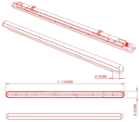 SPP-201-0-65K-048 ЭРА Светильник светодиодный линейный IP65 48Вт 4500Лм 6500К 1500мм мат