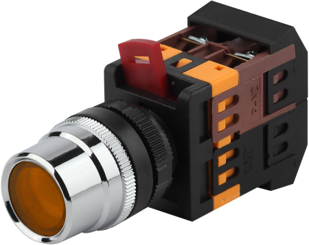 BBT10-ABLF-K05E  Кнопка управления ЭРА BBT10-ABLF-K05E ABLF-22 желтый d22мм неон 240В 1з+1р