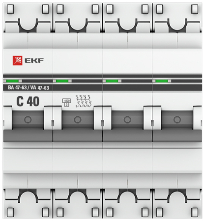 Автоматический выключатель 4P 40А (C) 4,5kA ВА 47-63 EKF PROxima