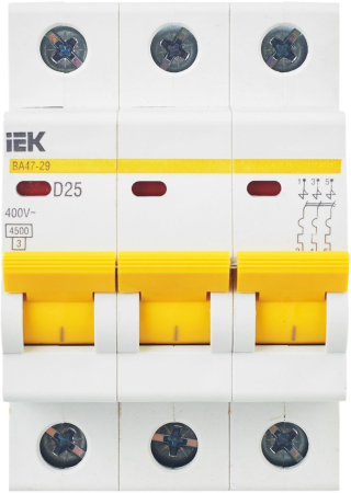 Авт. выкл. ВА47-29 3Р 25А 4,5кА х-ка D IEK