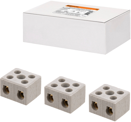 Керамический блок зажимов 50 Ампер 2 пары контактов с крепежным отверстием TDM