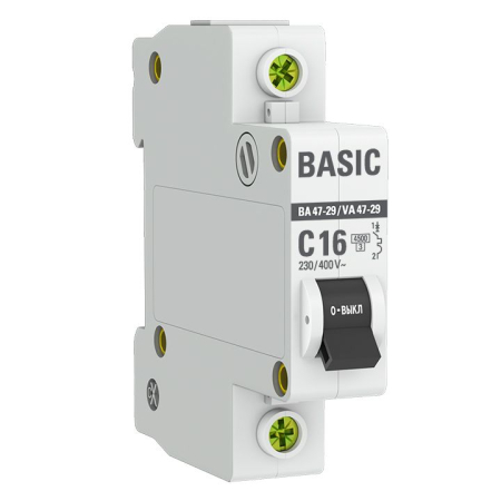 Автоматический выключатель ВА 47-29 1P 16А (C) 4,5кА BASIC
