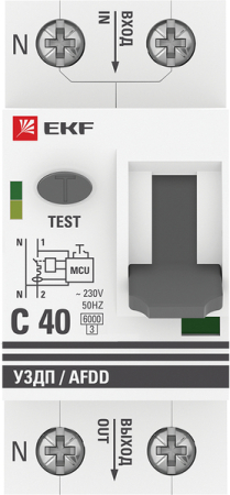 Устройство защиты от дугового пробоя (УЗДП) с автоматическим выключателем 1P+N 40А (C) 6кА EKF PROxi