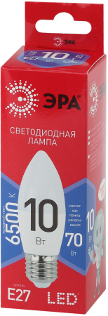 LED B35-10W-865-E27 R ЭРА (диод, свеча, 10Вт, хол, E27) (10/100/3500)