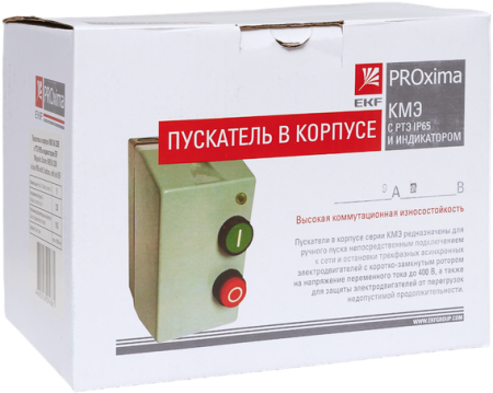 Пускатель в корпусе КМЭ 9А 230В с РТЭ Ir-1-1,6А и индикатором IP65 EKF