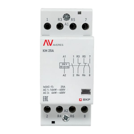 Контактор модульный КМ 25А 2NC+2NO 230VAC (2 мод.) AVERES EKF