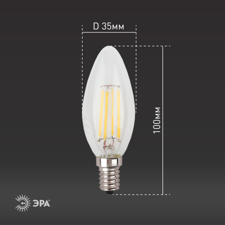 F-LED B35-11w-840-E14 ЭРА (филамент, свеча, 11Вт, нейтр, E14) (10/100/5000)