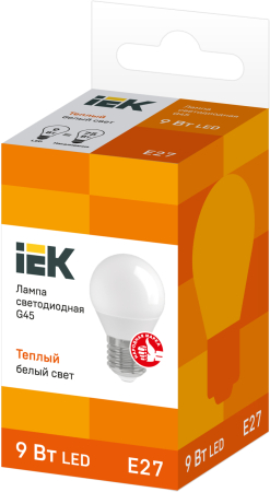 Лампа светодиодная ECO G45 шар 9Вт 230В 3000К E27 IEK