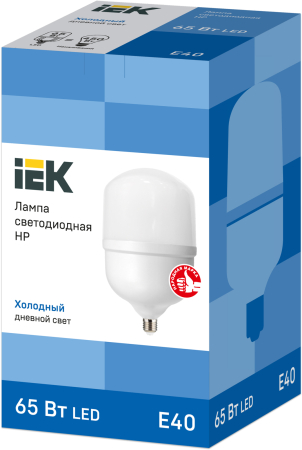 Лампа светодиодная HP 65Вт 230В 6500К E40 IEK
