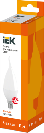 Лампа светодиодная ECO CB35 свеча на ветру 5Вт 230В 3000К E14 IEK