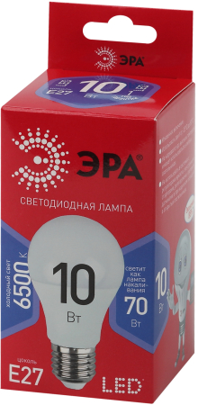 LED A60-10W-865-E27 R ЭРА (диод, груша, 10Вт, хол, E27) (10/100/1500)