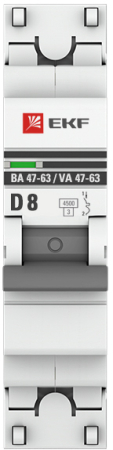 Автоматический выключатель 1P 8А (D) 4,5kA ВА 47-63 EKF PROxima