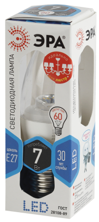 Лампа светодиодная Эра LED B35-7W-840-E27-Clear (диод,свеча,7Вт,нейтр,E27)