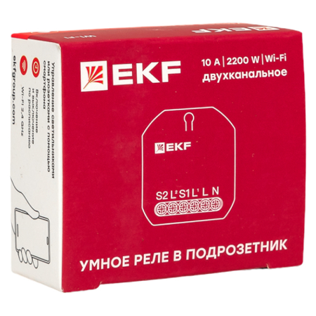 Умное реле в подрозетник 2-канальное Wi-Fi EKF Connect