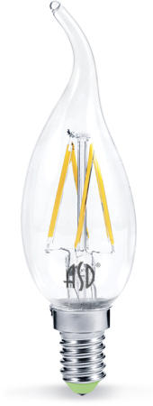 Лампа светодиодная LED-СВЕЧА НА ВЕТРУ-PREMIUM 5.0Вт 160-260В Е14 4000К 450Лм прозрачная ASD