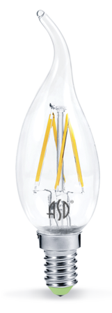 Лампа светодиодная LED-СВЕЧА НА ВЕТРУ-PREMIUM 5.0Вт 160-260В Е14 4000К 450Лм прозрачная ASD