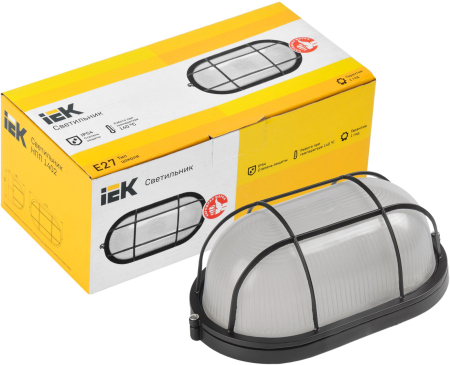 Светильник НПП1402 черный/овал с реш.60Вт IP54 IEK