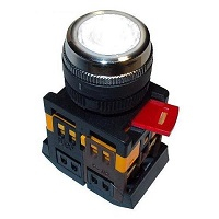Кнопка ABLFS-22 белый d22мм неон/240В 1з+1р IEK